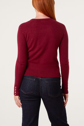 Essential Crew Neck Knit Cardigan