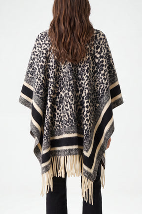 Animal Print Fringed Cape
