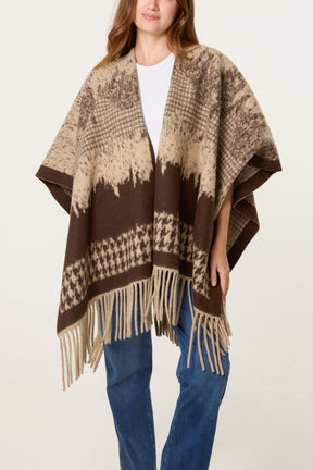 Mix Patterns Fringed Cape