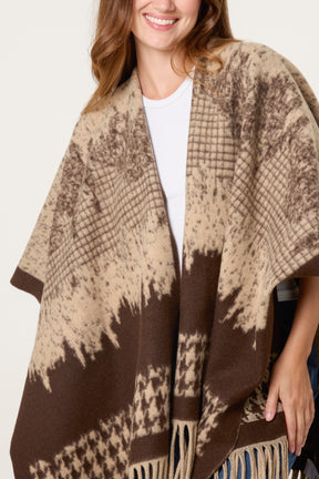 Mix Patterns Fringed Cape