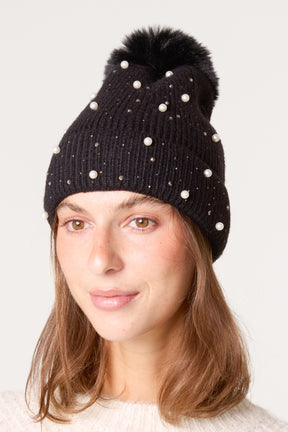 Rhinestone Pearl Beanie
