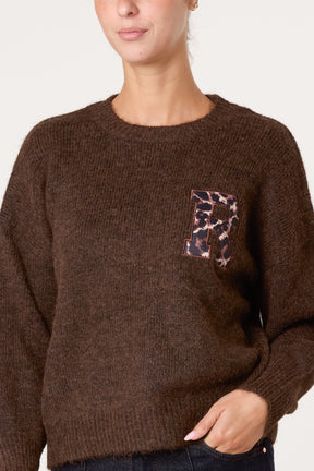 Animal "Harvard" Embroidery Knit Jumper