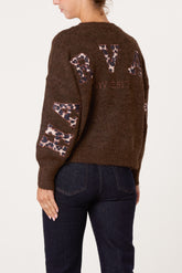 Animal "Harvard" Embroidery Knit Jumper