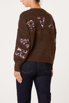 Animal "Harvard" Embroidery Knit Jumper