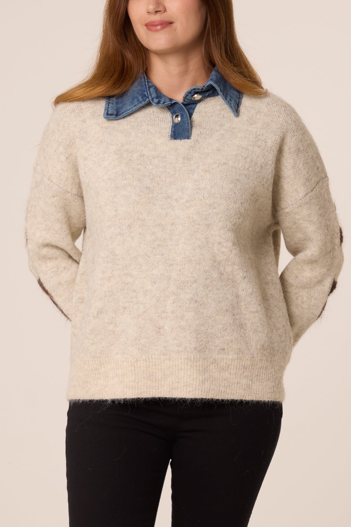 Denim Collar New York Knit Jumper