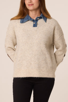 Denim Collar New York Knit Jumper