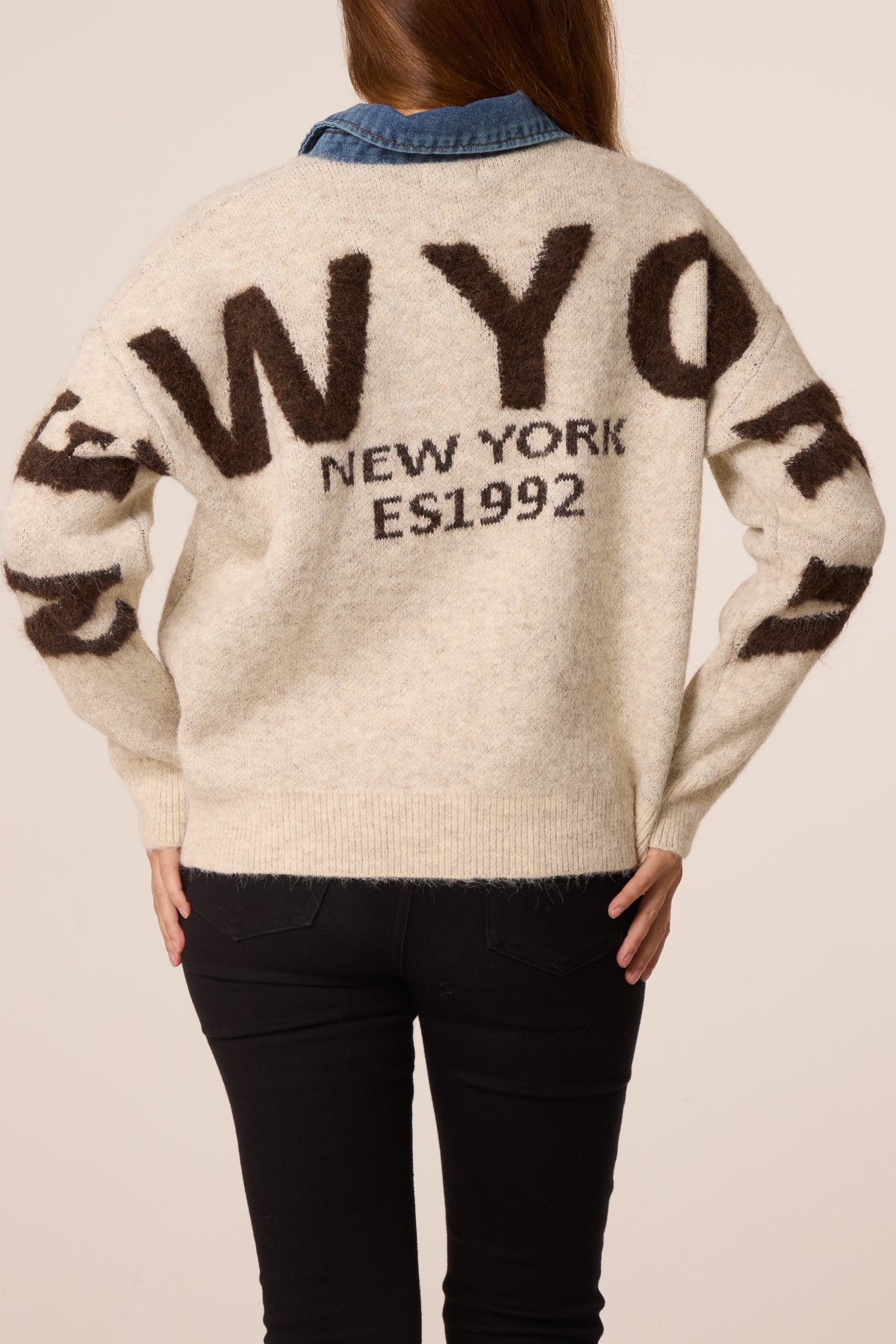 Denim Collar New York Knit Jumper