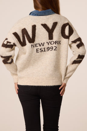 Denim Collar New York Knit Jumper