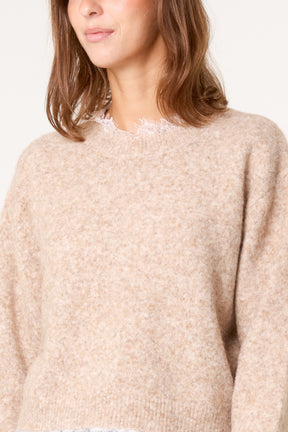 Round Neck Lace Trim Jumper