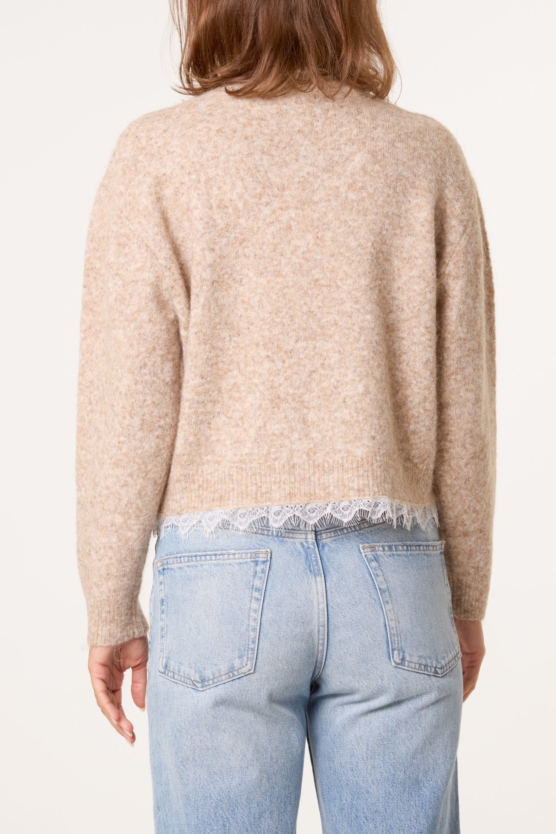 Round Neck Lace Trim Jumper
