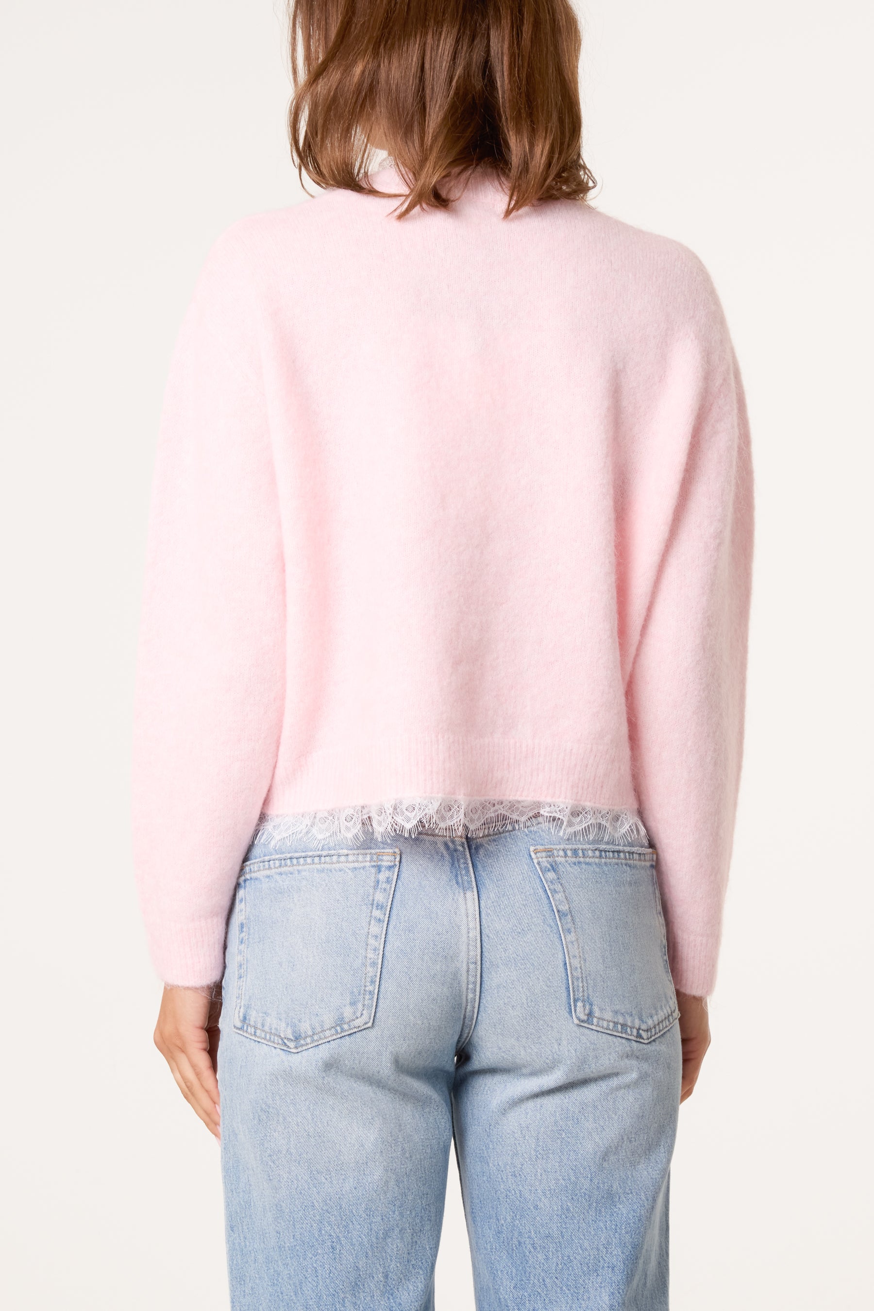 Round Neck Lace Trim Jumper