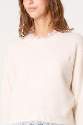 Round Neck Lace Trim Jumper