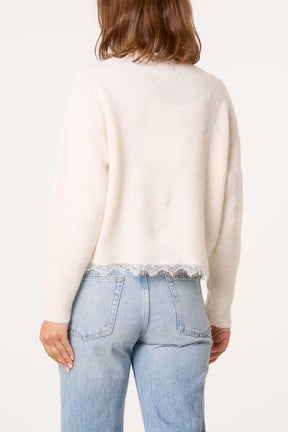 Round Neck Lace Trim Jumper