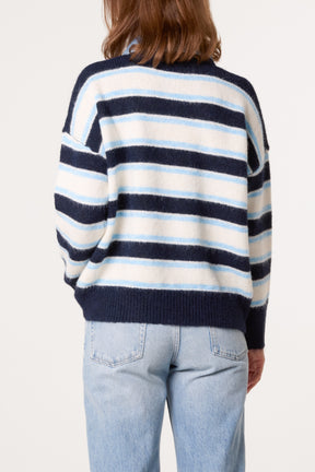 Stripe Denim Pocket Knit Jumper