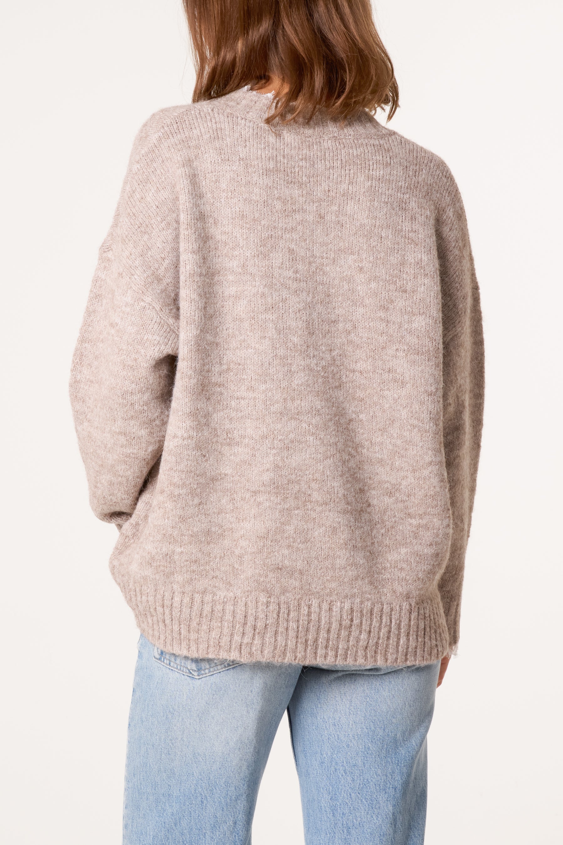V-Neck Lace Trim Knitted Jumper