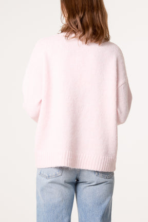 V-Neck Lace Trim Knitted Jumper
