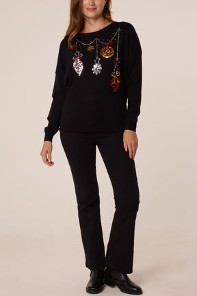 Jingle Bell Bauble Sequin Detail Jumper