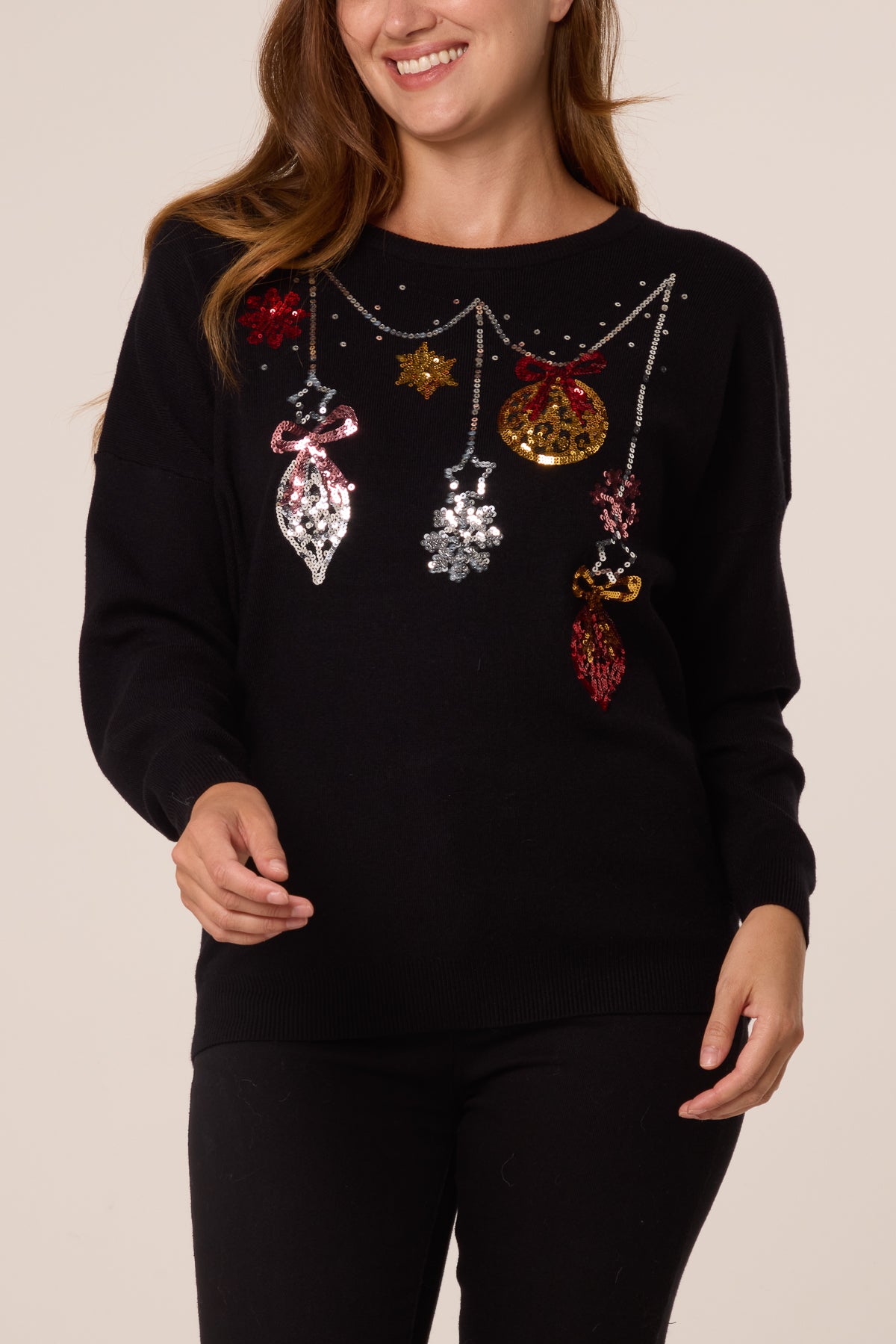 Jingle Bell Bauble Sequin Detail Jumper