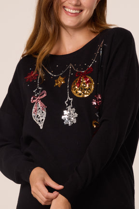 Jingle Bell Bauble Sequin Detail Jumper