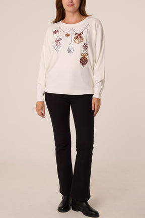 Jingle Bell Bauble Sequin Detail Jumper