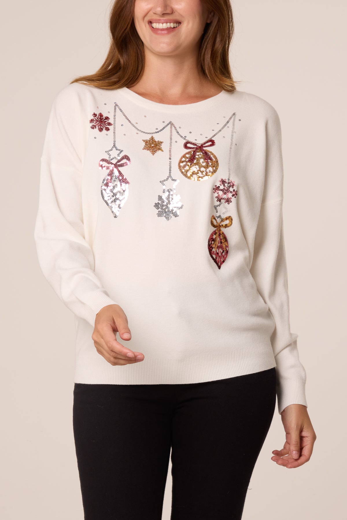 Jingle Bell Bauble Sequin Detail Jumper