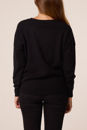 Leopard Bow Sequin Jumper
