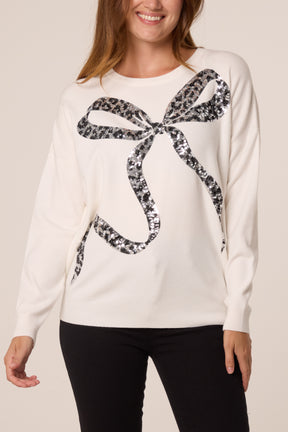 Leopard Bow Sequin Jumper