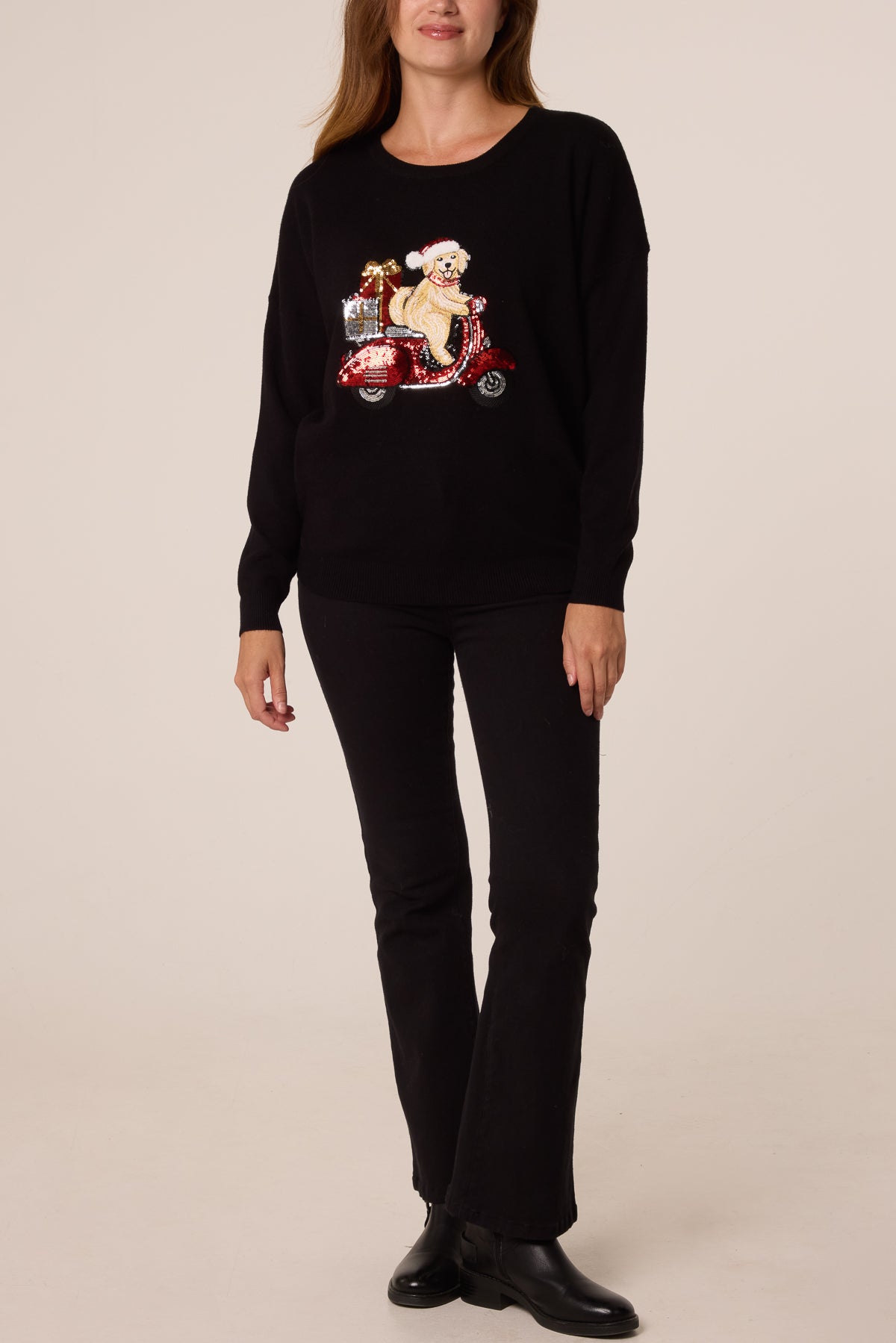Sequin Detail Christmas Scooter Dog Jumper