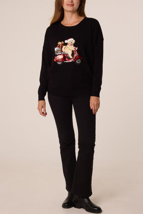 Sequin Detail Christmas Scooter Dog Jumper