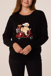 Sequin Detail Christmas Scooter Dog Jumper