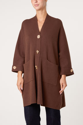 Gold Button Longline Cardigan