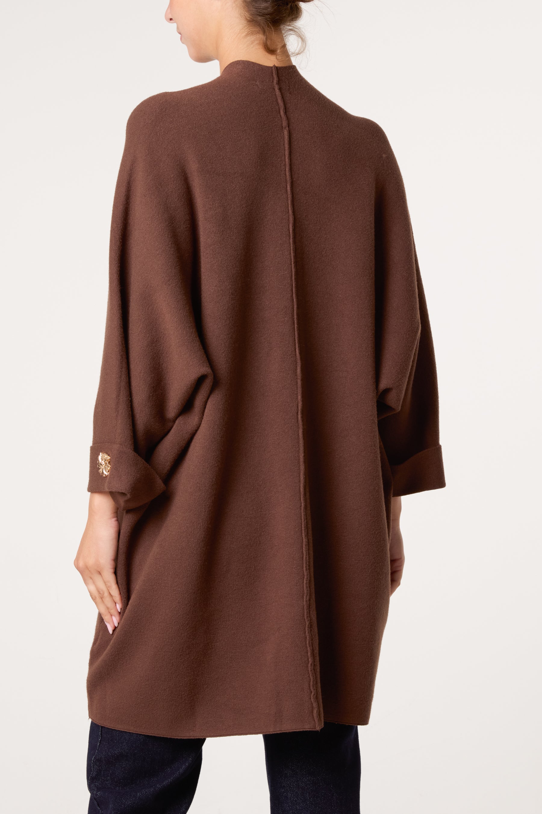 Gold Button Longline Cardigan