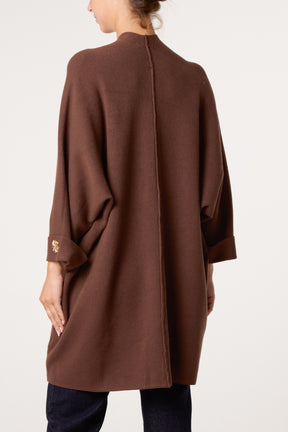 Gold Button Longline Cardigan