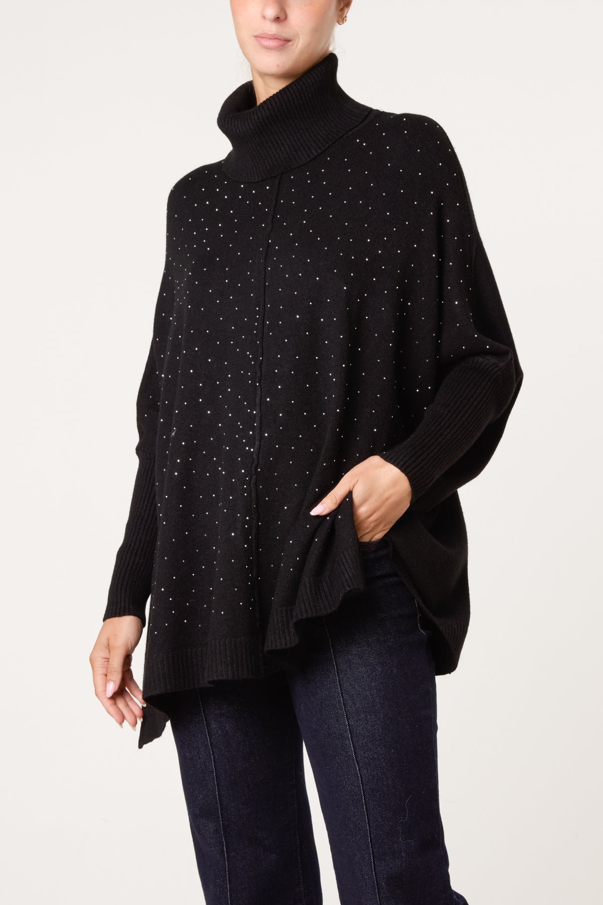 Roll Neck Diamante Jumper