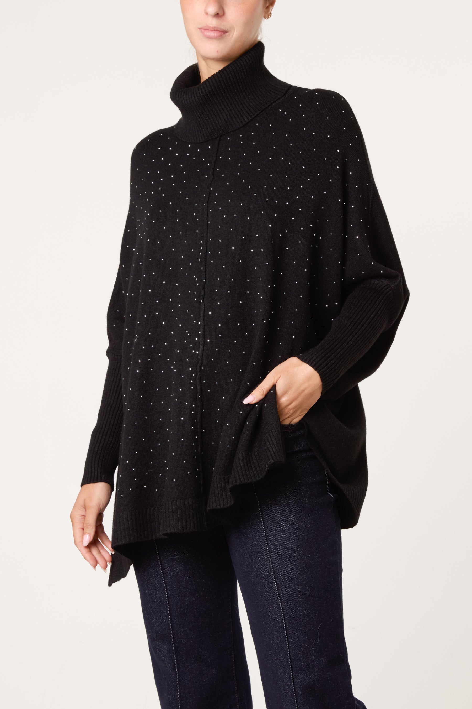 Roll Neck Diamante Jumper