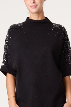 High Neck Embellished Knit Jumper