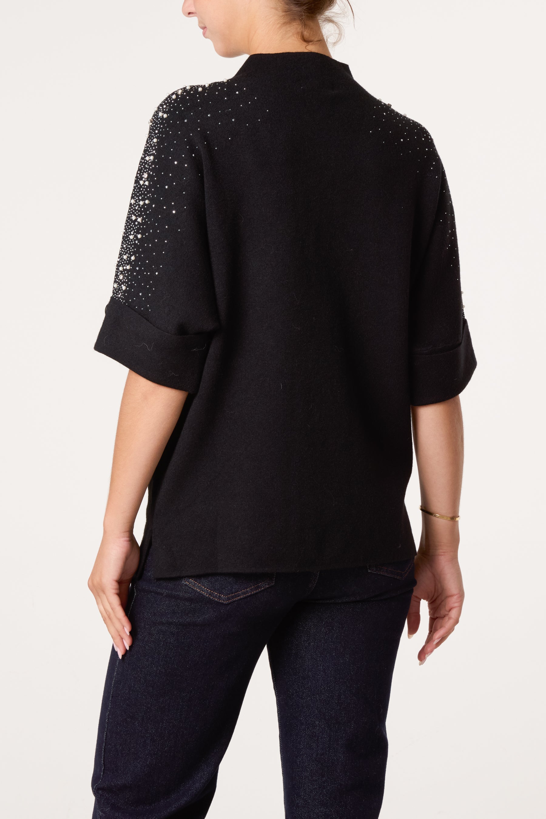 High Neck Embellished Knit Jumper
