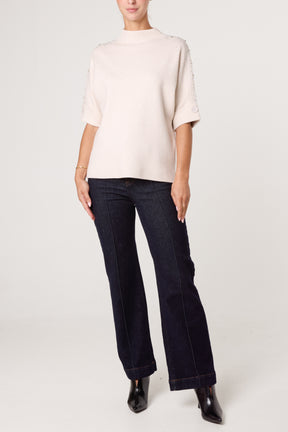 High Neck Embellished Knit Jumper