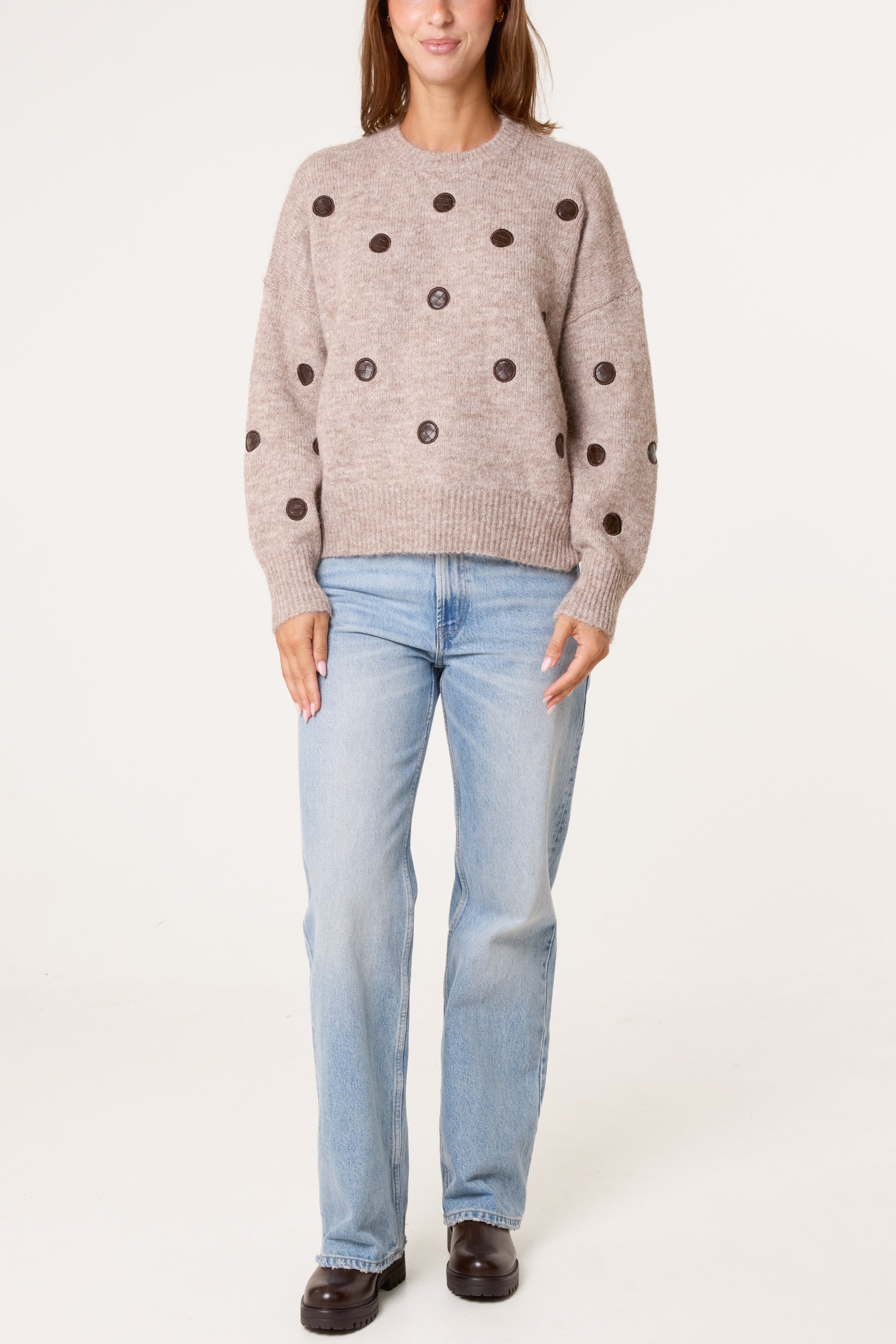 PU Polka Dot Knit Jumper
