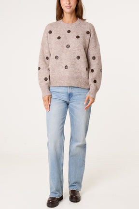PU Polka Dot Knit Jumper