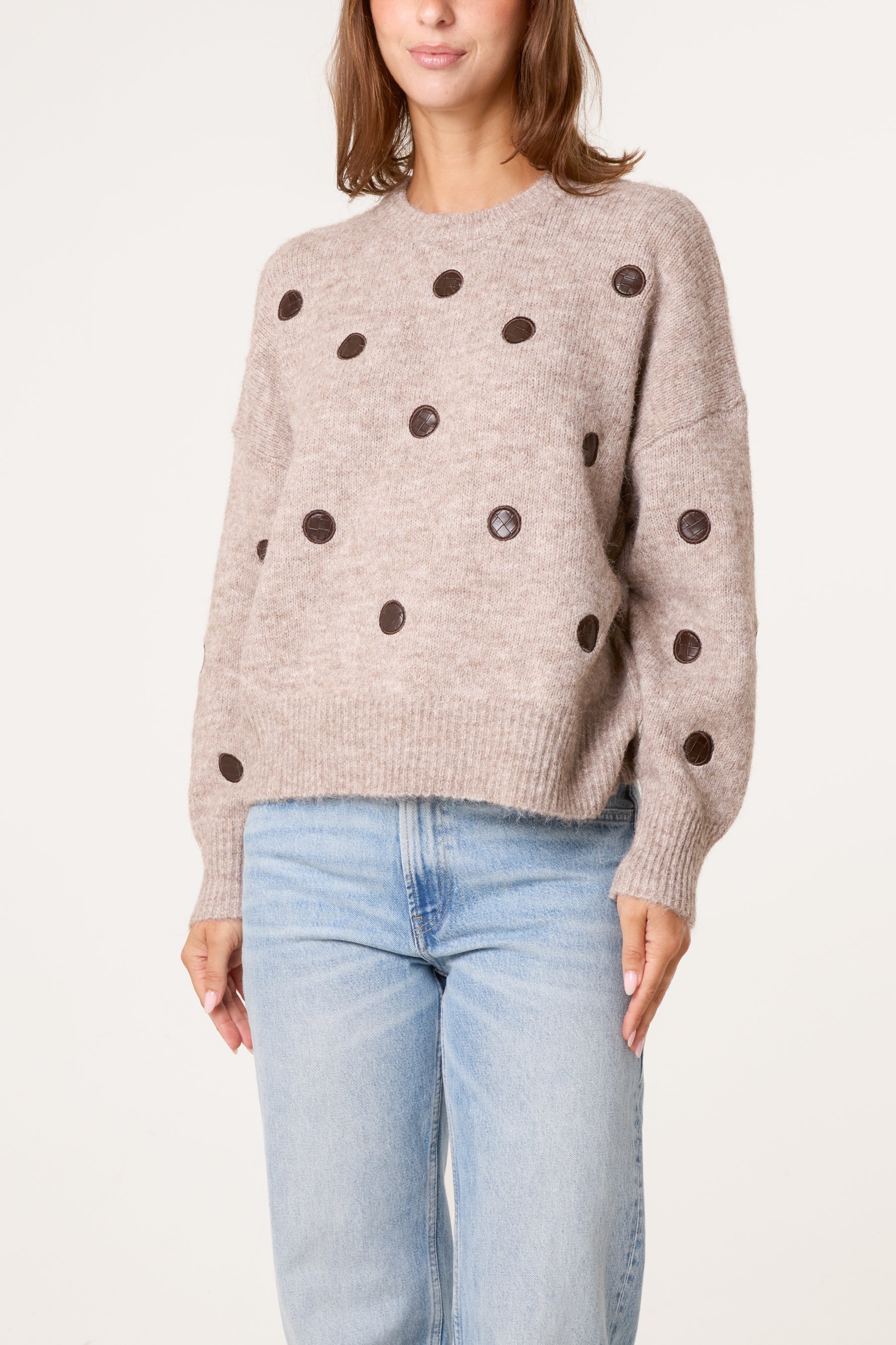 PU Polka Dot Knit Jumper