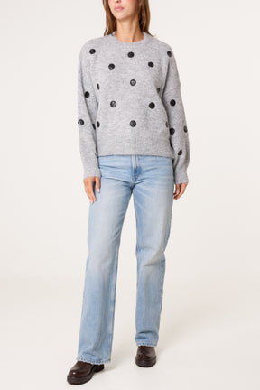 PU Polka Dot Knit Jumper