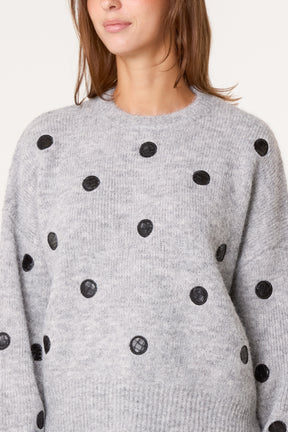 PU Polka Dot Knit Jumper