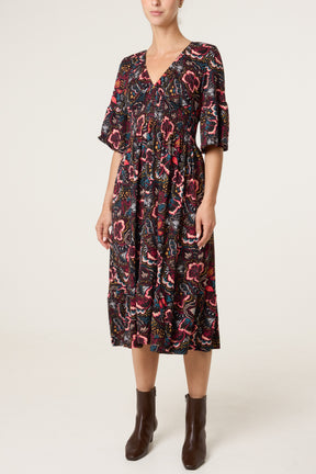 Bold Abstract Floral Print Magic Dress