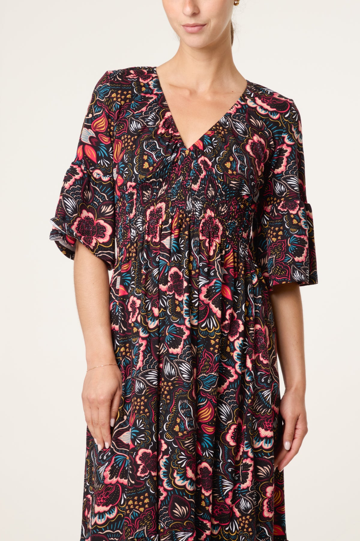 Bold Abstract Floral Print Magic Dress