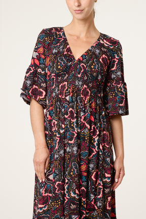 Bold Abstract Floral Print Magic Dress