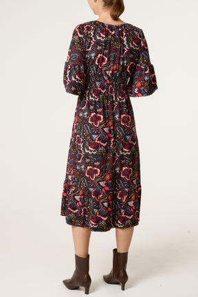 Bold Abstract Floral Print Magic Dress