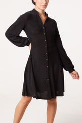 Button Through Long Sleeve Dress