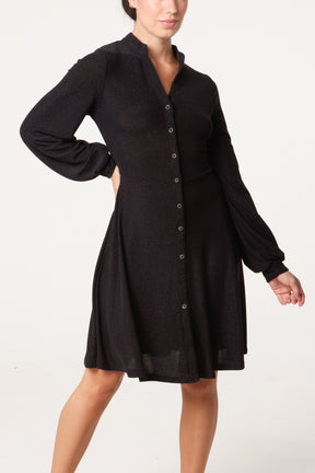 Button Through Long Sleeve Dress