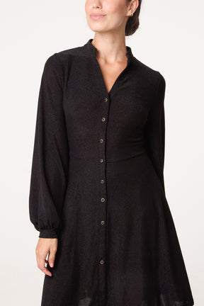 Button Through Long Sleeve Dress